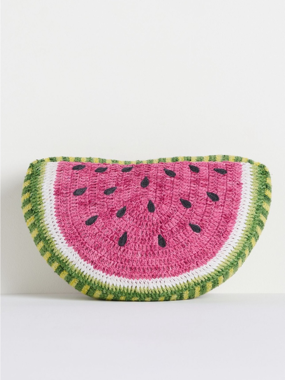 NWT Anthropologie Grove Indoor/Outdoor Woven Fruit Shaped Pillow in Watermelon